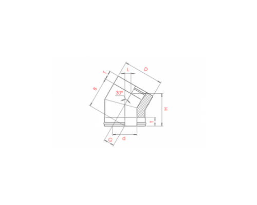  Сэндвич-колено Craft 30° (316/0,8 + 304/0,5) изоляция 25, d=130