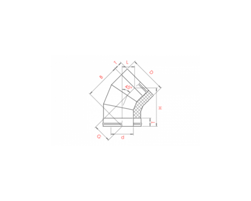  Сэндвич-колено Craft 45° (304/0,5 + 304/0,5) изоляция 25, d=130