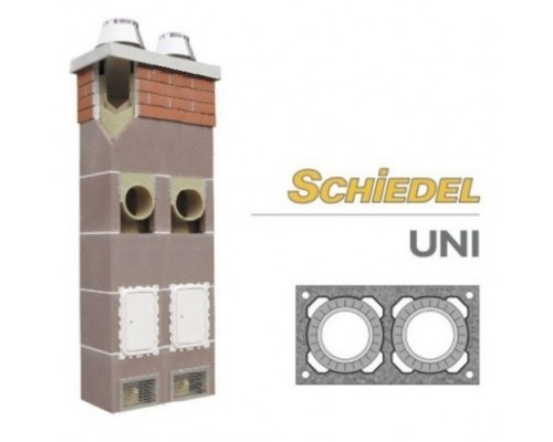  Керамический дымоход Schiedel UNI двухходовой без вент. каналов д=140 х140 мм, высота 13м