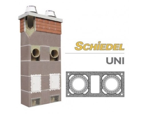  Керамический дымоход Schiedel UNI двухходовой с вент. каналом д=140 х140 мм, высота 10м