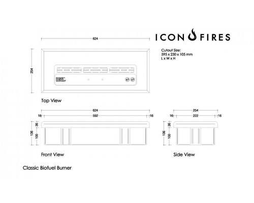Горелка для биокамина ICON FIRES Commercial LINEAR 614mm