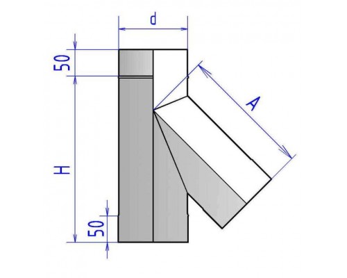 Тройник дымохода Феникс 45°, ⌀180, AISI 321, 0.8 мм