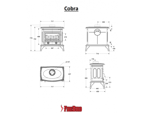 Печь-камин Cobra 13 кВт